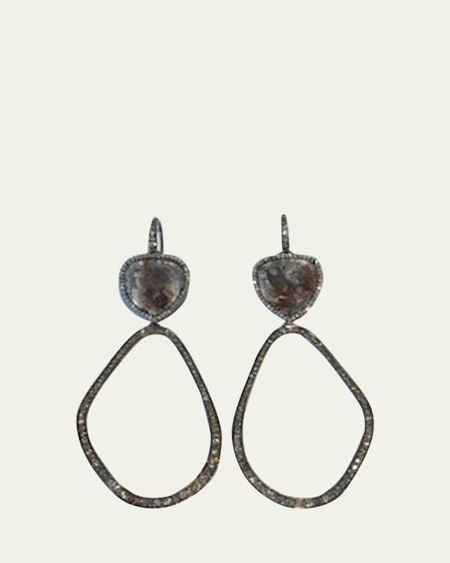 18K GoldFreeform Earrings with Brown and White Diamonds